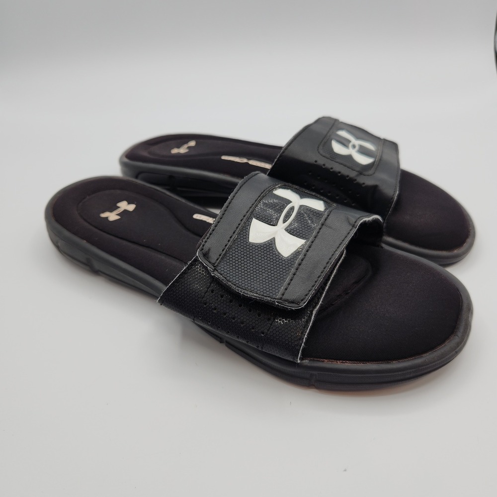 Under Armour Ignite Slide Sandals Men's US 9 Black Cushioned Adjustable Straps